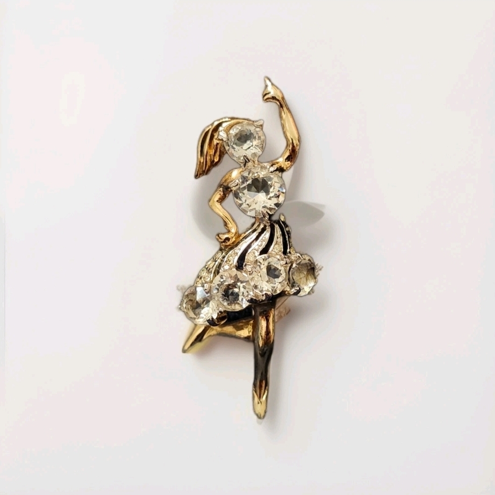 Vintage Rare Signed REJA 40s Era Gold and Silver Dancer Brooch